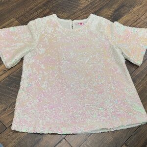 Buddy Love white iridescent sequin top size M